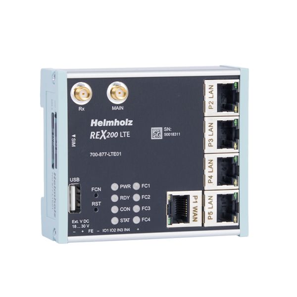 Helmholz, REX 200 LTE, 4 x LAN switch, 1 x WAN, 1 x LTE modem