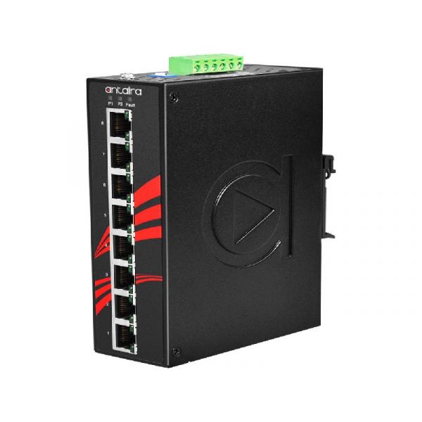 8-Port Industrial PoE  Unmanaged Ethernet Switch, w-8*10-100-1000Tx (30W-Port), 12~36V DC Power Input Support