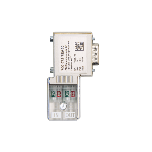 PROFIBUS connector, 90 deg, EasyConnect®, diagnostics LED, w/o PG